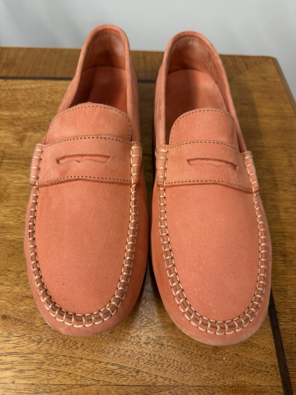 Bexley Men’s EU 44 US 10 Biscayne‎ Moccasins Orange Driving Loafers Shoes Coral